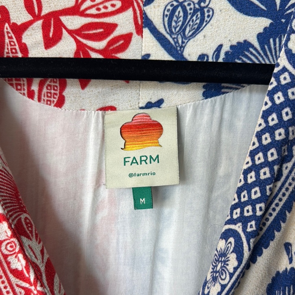 FARM Rio Vibrant Red and Blue Floral Dress